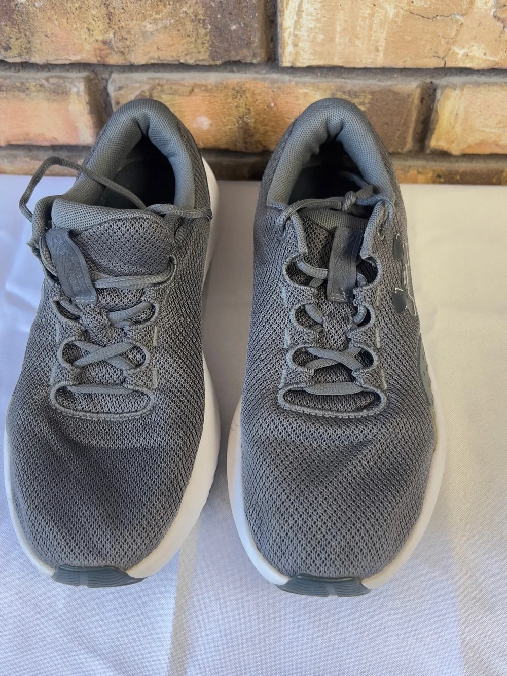 Under Armour Gray Mesh Athletic Sneakers with White Soles